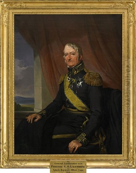 Portratt Av Generallojtnant Friherre Gustaf Olof Lagerbring Oil Painting by Johan Gustav Sandberg