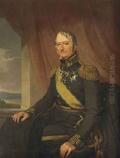 Portrait Of Lieutenant-general Gustaf Olof Lagerbring (1769-1847), Three-quarter-length, With The Grand Cross Of The Order Of The Sword... Oil Painting by Johan Gustav Sandberg