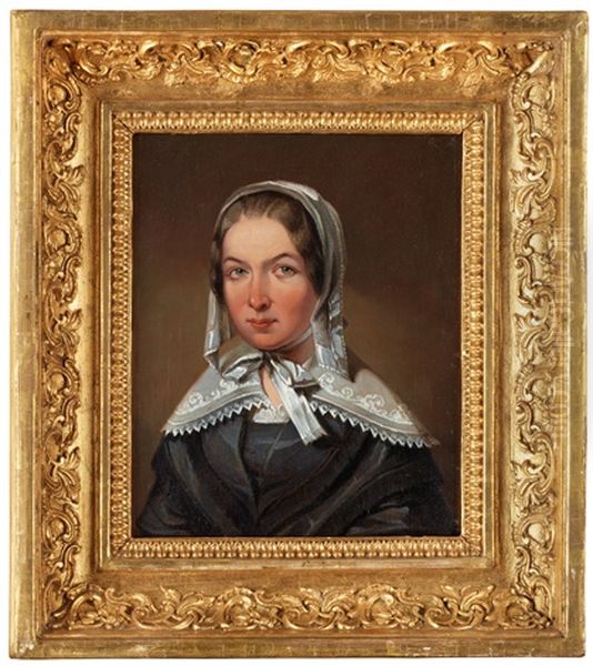 Portratt Av Forfattarinnan Fredrika Bremer (1801-1865) by Johan Gustav Sandberg