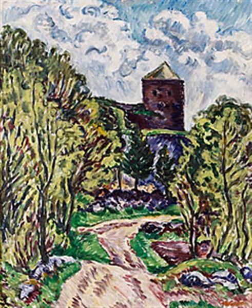 Landskap Med Bohus Fastning Oil Painting by Goesta (Adrian G. Fabian) Sandels