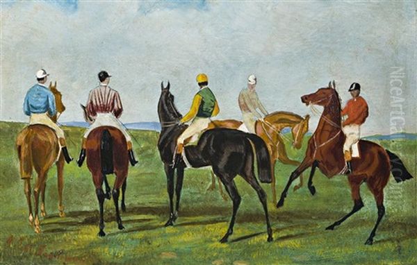 Gathering For The Start Of The Christmas Handicap, Burenda Races, Queensland, 26 December Oil Painting by Harry G. Horsford Sandeman