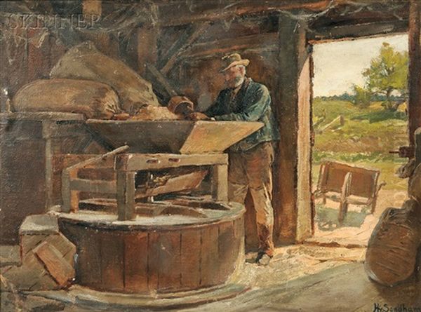 The Village Mill Oil Painting by Henry Sandham