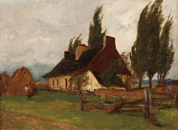 French Farmhouse Oil Painting by Henry Sandham