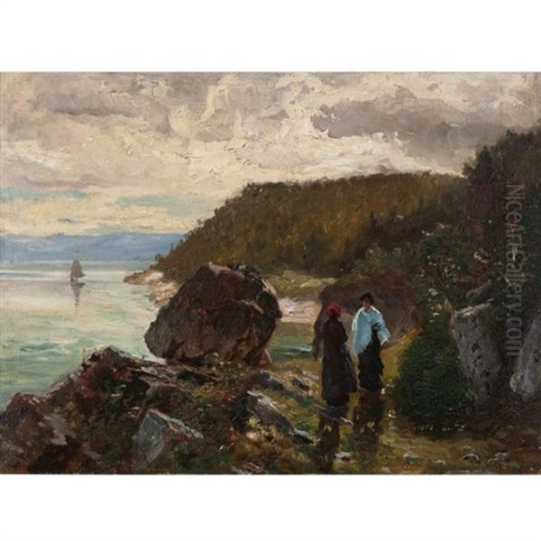 Path By The River, Murray Bay, Lower St. Lawrence, Can. Oil Painting by Henry Sandham