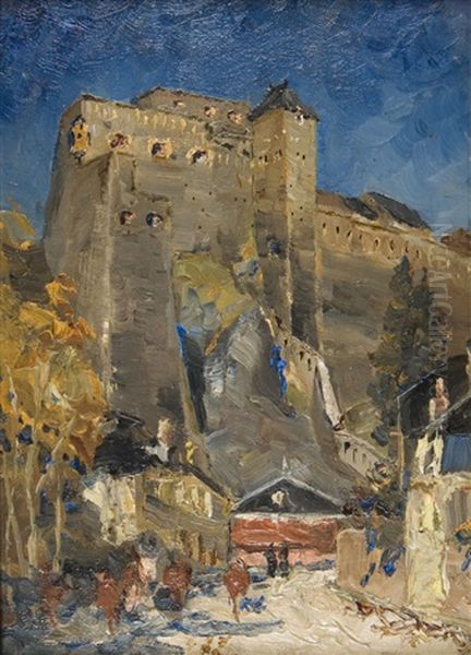 Oldest Tower - Godfreys, Chateau Of Bouillon Oil Painting by Henry Sandham