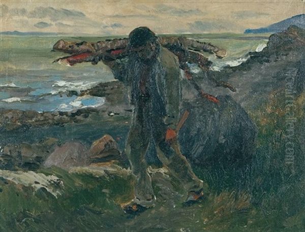 Gathering Driftwood Oil Painting by Henry Sandham