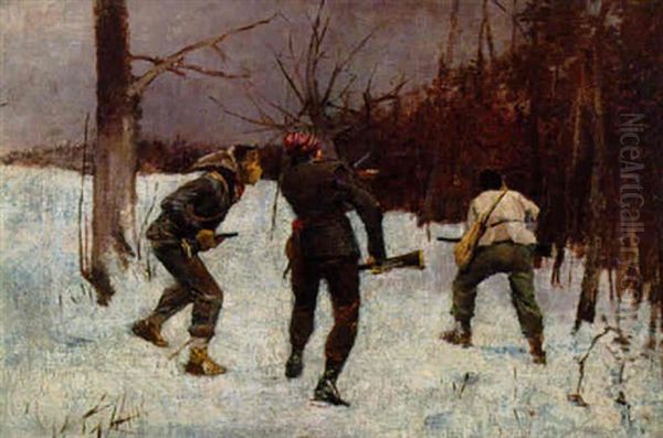 The Three Hunters Oil Painting by Henry Sandham