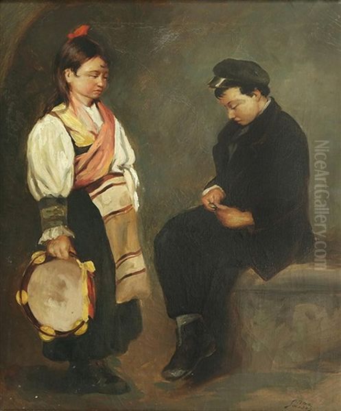 Jewish Children Oil Painting by Max Sandor