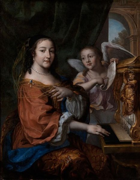 Bildnis Einer Adeligen Dame Mit Den Attributen Der Heiligen Cacilia Oil Painting by Joachim von Sandrart the Elder