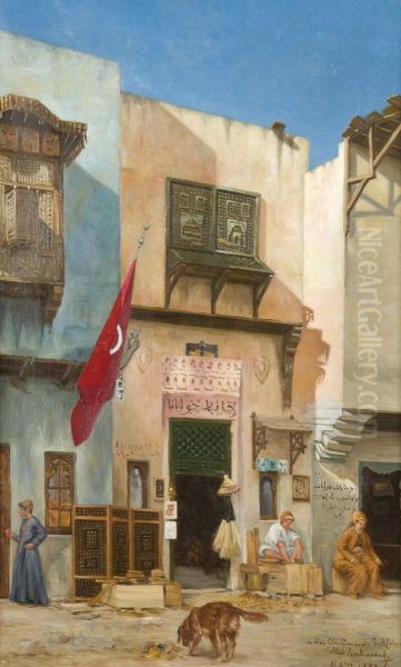 Scene Animee Dans Une Rue De Constantinople Oil Painting by Abel Boulineau