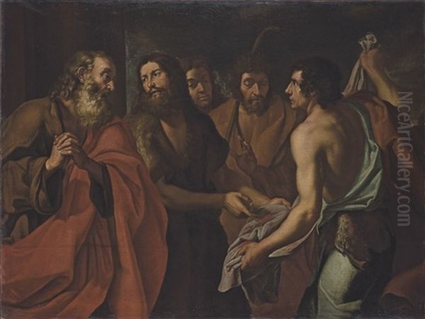 The Brothers Of Joseph Showing Jacob Joseph's Blood-stained Coat Oil Painting by Joachim von Sandrart the Elder