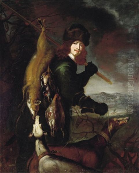 Ein Jager Mit Seiner Jagdbeute In Einer Landschaft: Allegorie Des Herbstes Oil Painting by Joachim von Sandrart the Elder