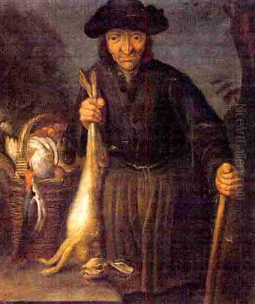 Man With Hare And Fowl Oil Painting by Joachim von Sandrart the Elder