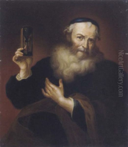 Bartiger Mann Mit Einer Sanduhr Oil Painting by Joachim von Sandrart the Elder