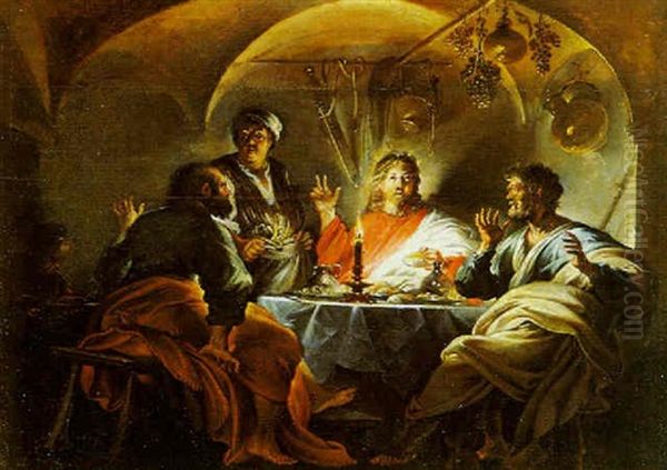 La Cena In Emmaus Oil Painting by Joachim von Sandrart the Elder