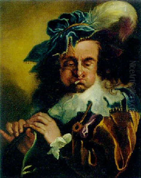 A Man Playing A Shawn by Joachim von Sandrart the Elder