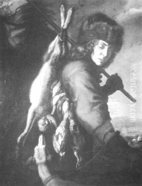 Huntsman With Dog And Game Oil Painting by Joachim von Sandrart the Elder