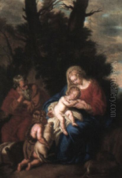 The Holy Family With The Infant Saint John The Baptist Oil Painting by Joachim von Sandrart the Elder