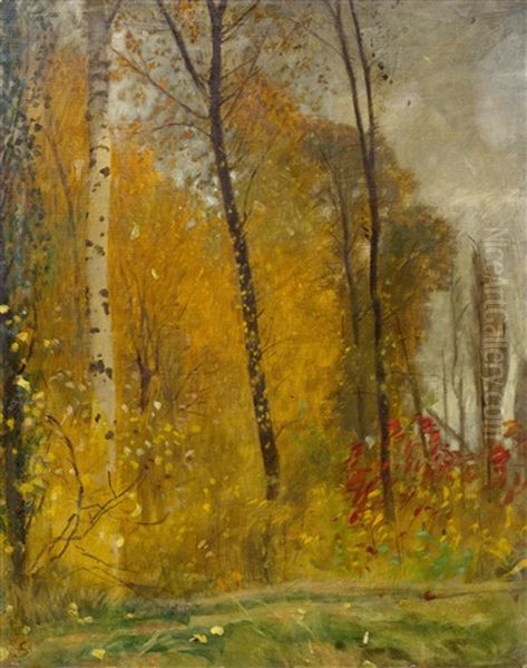 Forest In The Autumn Oil Painting by Hans Sandreuter