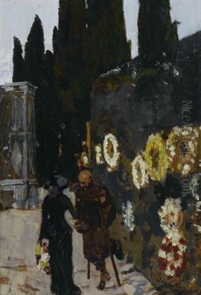 Friedhof Oil Painting by Hans Sandreuter