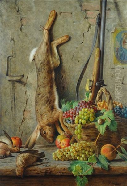 Natura Morta Con Lepre E Frutta Oil Painting by Giovanni Sandrucci