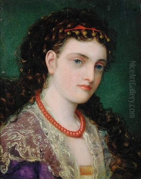 A Pre-raphaelite Beauty Oil Painting by Emma Sandys