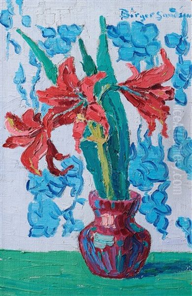 Still Life With Amaryllis Oil Painting by Birger Sandzen