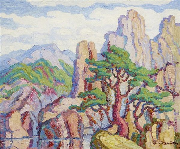 Rocks And Pines, Boulder, Colorado Oil Painting by Birger Sandzen