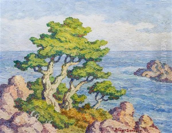 Pacific Coastline Oil Painting by Birger Sandzen