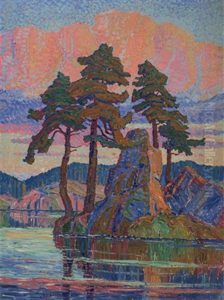 Lake At Sunset, Colorado Oil Painting by Birger Sandzen