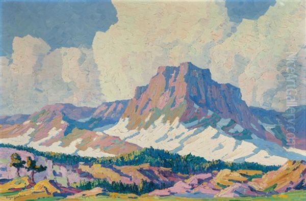 Mountain Peak In Sunshine Oil Painting by Birger Sandzen