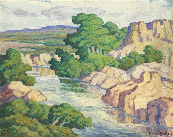 Kansas Stream Oil Painting by Birger Sandzen