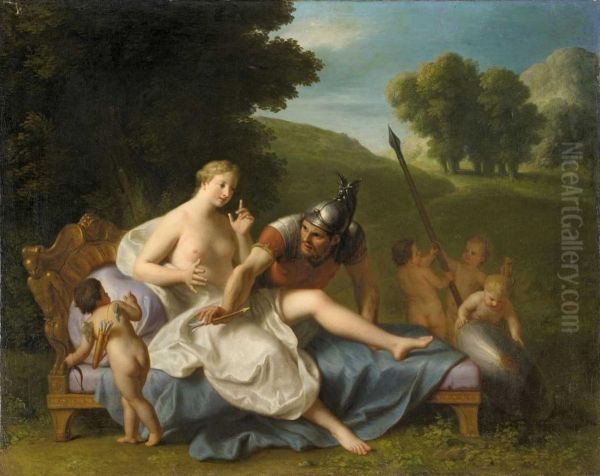 Venus, Mars Undamor Oil Painting by Louis Boullogne