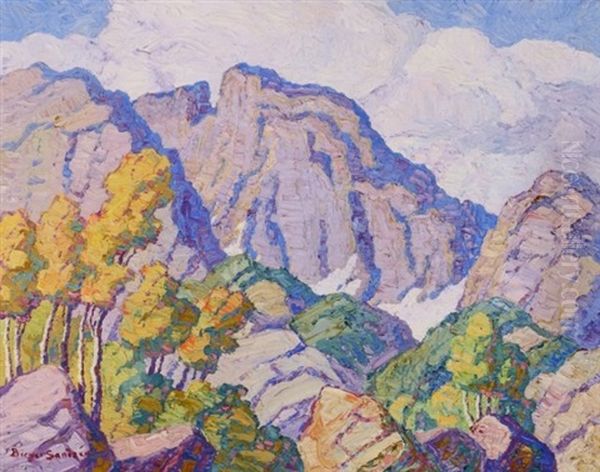 Glimpse Of Long's Peak Oil Painting by Birger Sandzen