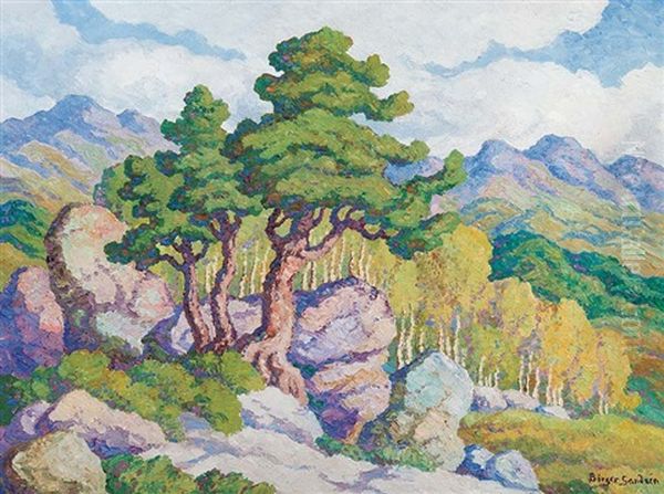 Pine And Aspen, Rocky Mountain National Park, Co Oil Painting by Birger Sandzen