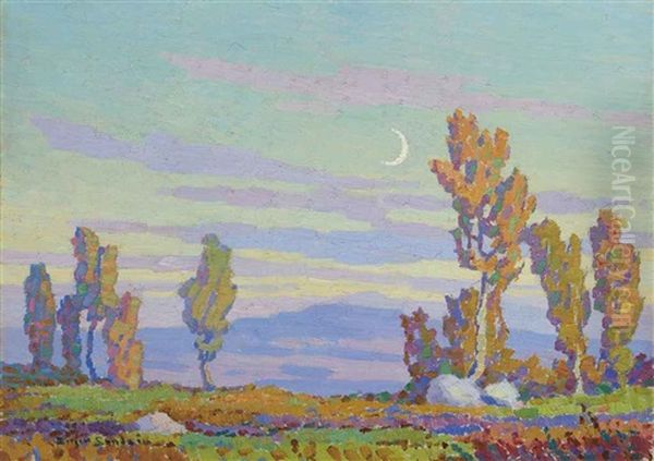 Early Moon, Kansas Oil Painting by Birger Sandzen