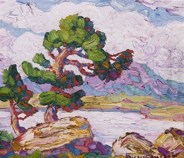 Pines By The Lake Oil Painting by Birger Sandzen