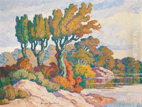 Early Fall, Smoky Hill River (kansas) Oil Painting by Birger Sandzen