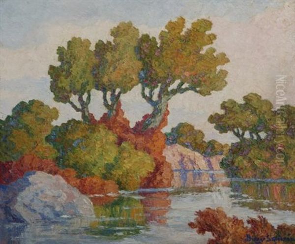 Kansas Landscape (smoky Hill River) Oil Painting by Birger Sandzen