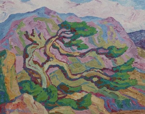 Blowing Tree Oil Painting by Birger Sandzen