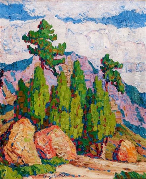 Pines And Junipers, Manitou, Co Oil Painting by Birger Sandzen