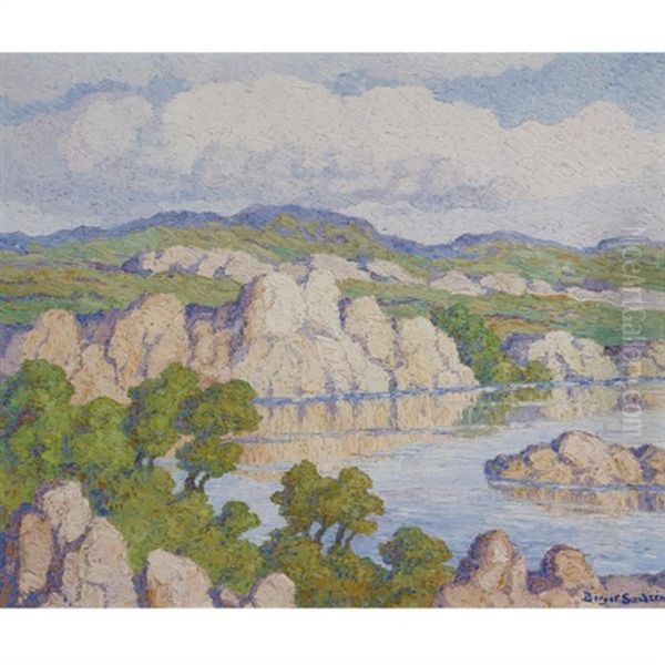 Stevenson Lake, Graham County, Kansas Oil Painting by Birger Sandzen