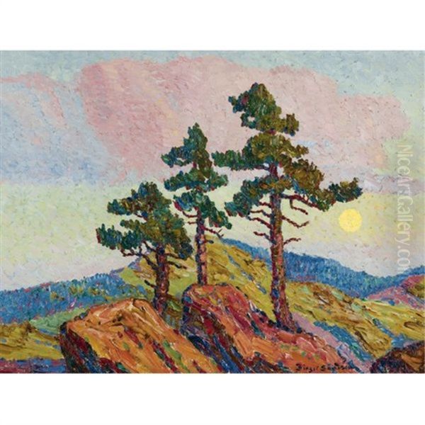 Three Trees Oil Painting by Birger Sandzen