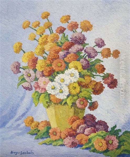 Chrysanthemums Oil Painting by Birger Sandzen