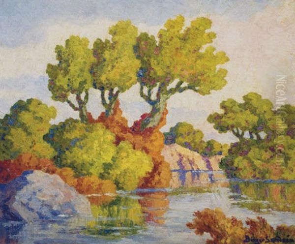 Kansas Landscape, Smoky Hill River Oil Painting by Birger Sandzen