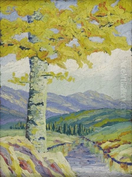 Landscape With Tree Oil Painting by Birger Sandzen