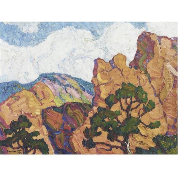 Rocks And Pines, Garden Of The Gods, Manitou, Colorado Oil Painting by Birger Sandzen