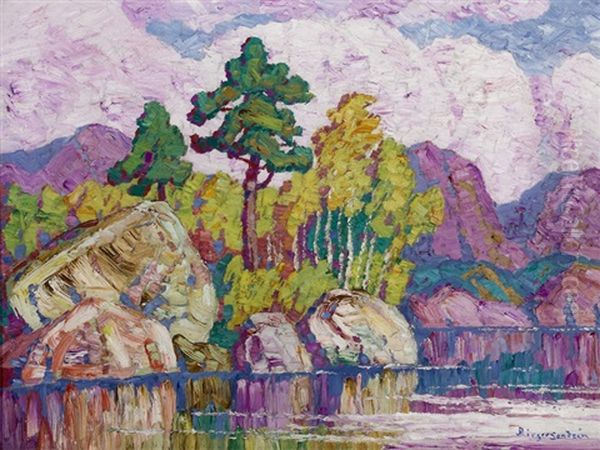 Early Fall In The Mountains Oil Painting by Birger Sandzen