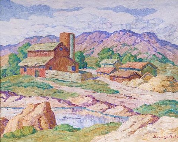 Farm In The Foothills, Boulder, Colorado Oil Painting by Birger Sandzen