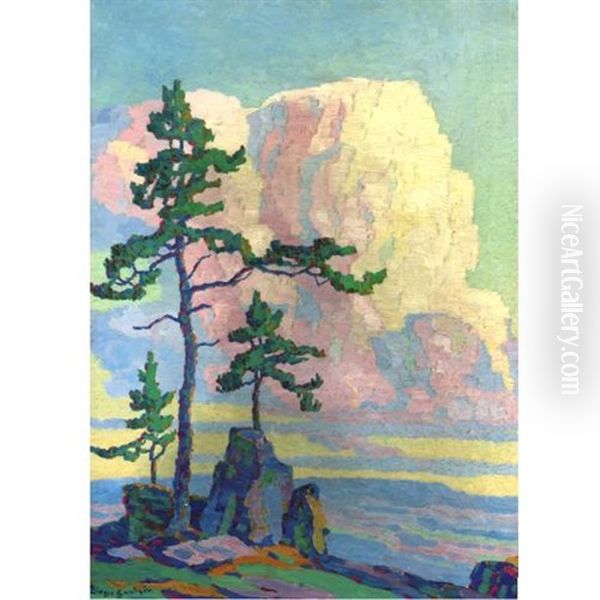 Colorado Pines Oil Painting by Birger Sandzen